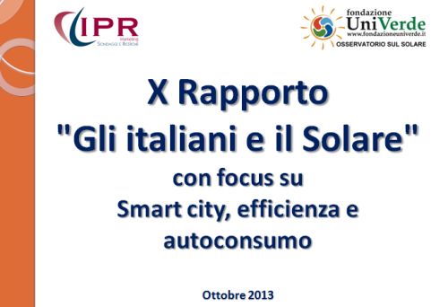 Gli Italiani e il Solare 2013 Fondazione UniVerde IPR Marketing